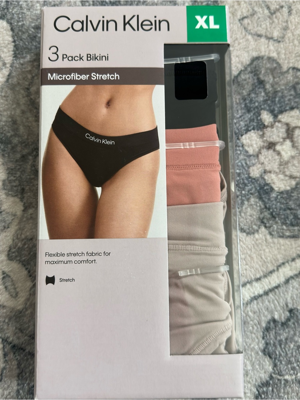 Calvin Klein 3-Pack Bikini- Black, Dusty Pink, Beige New With Box Size XL